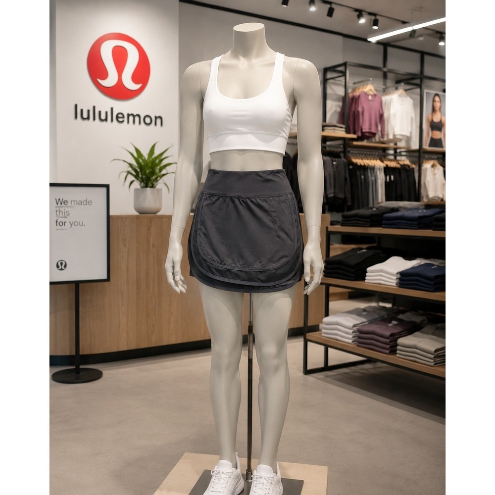 Lululemon Size 4 Black Skort Mesh Layered Running Skirt | Y2K Tennis Athletic
